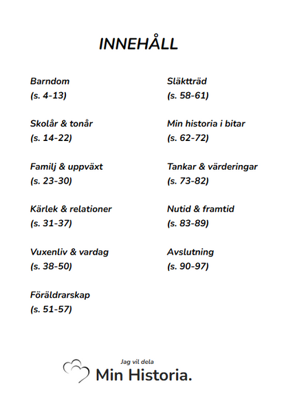 Jag Vill Dela Min Historia - En dag kanske någon vill veta allt jag bär på. Därför skriver jag det nu.